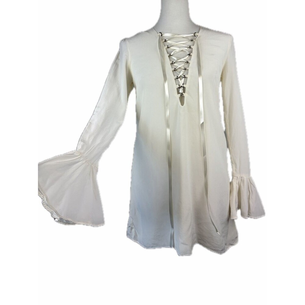 Stone Cold Fox Franklin Silk Fairy Lace-Up Mini Dress Ivory Size S – Flaws Boho